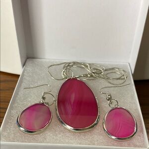 5 for $15 pink & Silver tone Necklace and Earring Set